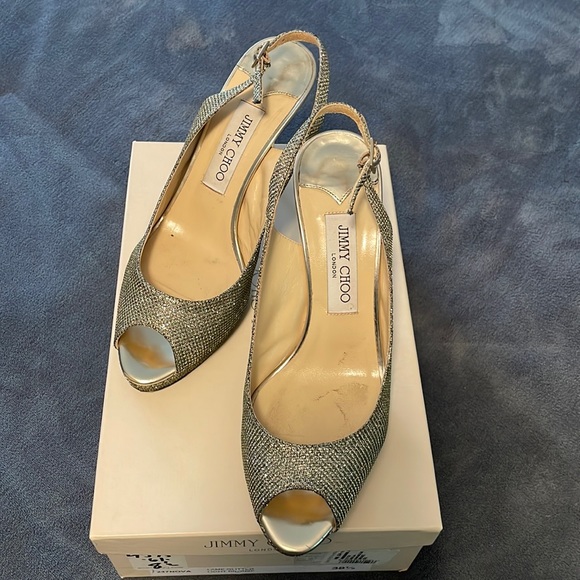 Jimmy Choo Shoes - Jimmy Choo Glittering Gold Slingback Heels